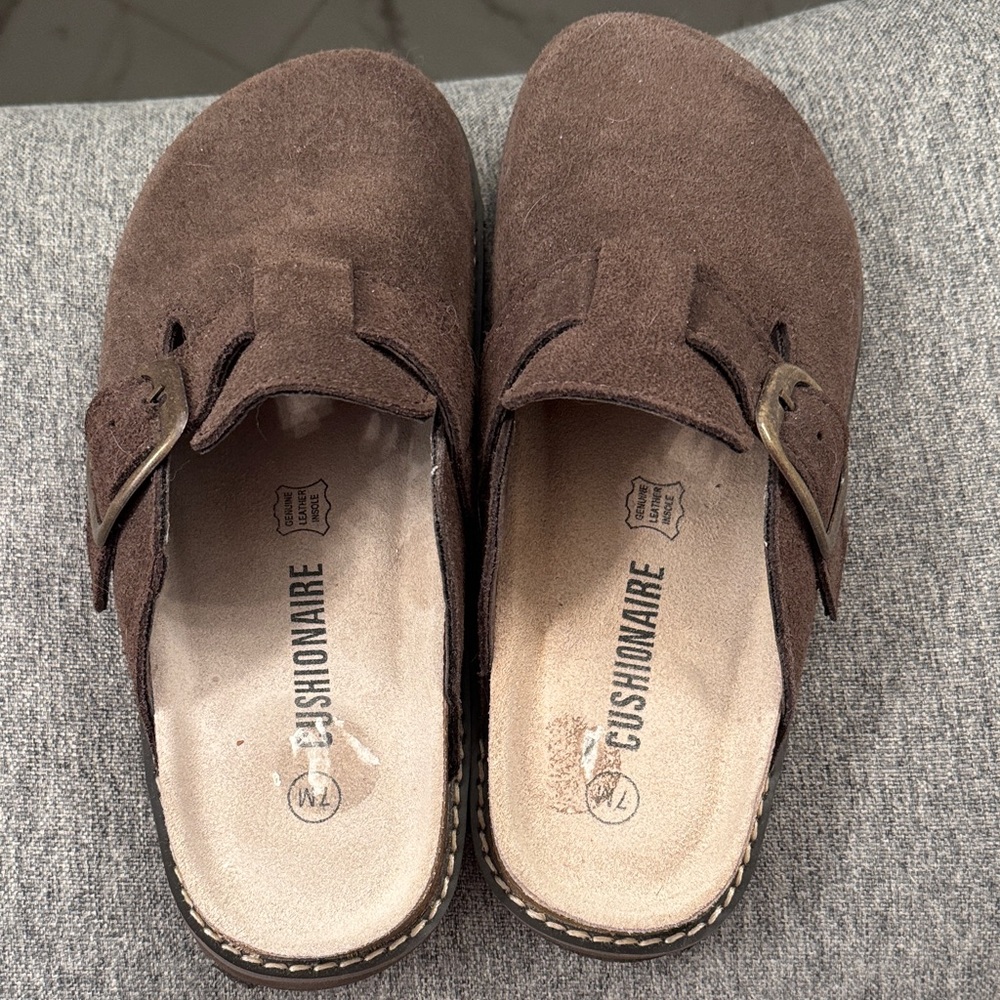 Cushionaire Brown Suede Mules for Women